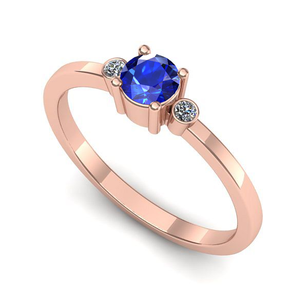 Inel logodna din aur roz cu safir