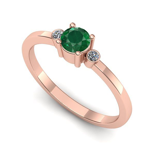 Inel din aur roz cu smarald