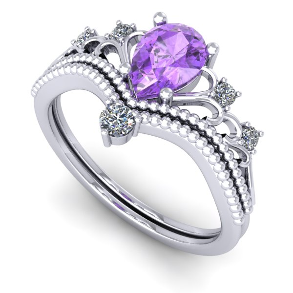 Inel din aur alb cu ametist