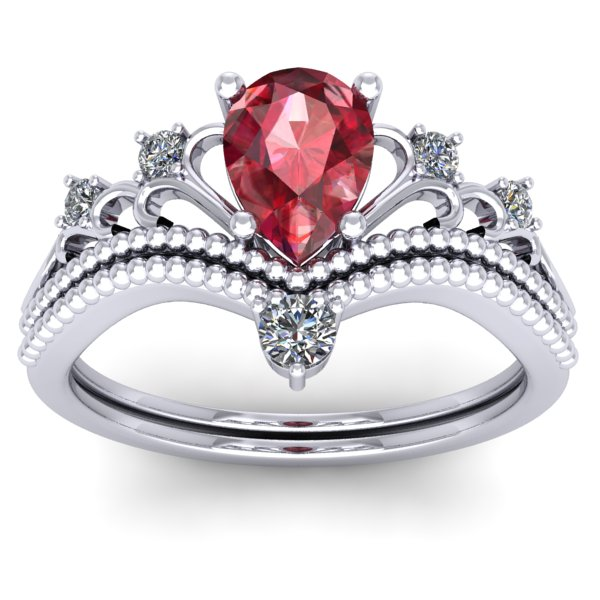 Inel logodna cu rubin lacrima
