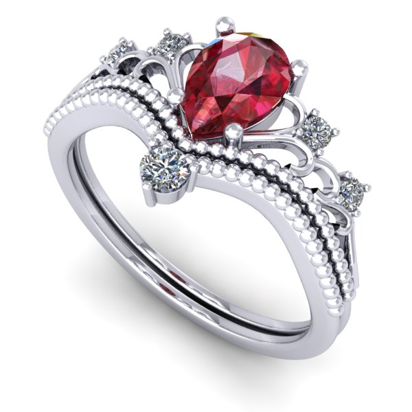 Inel din aur alb cu rubin