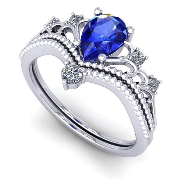 Inel de logodna din aur alb cu safir