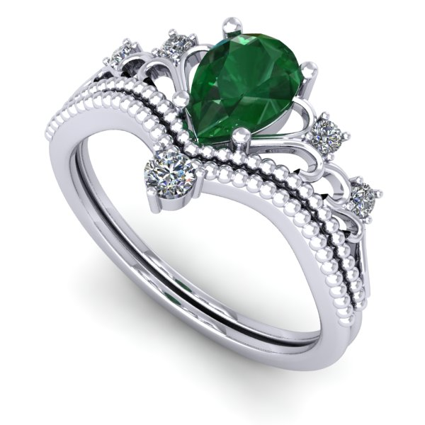 Inel din aur alb cu smarald