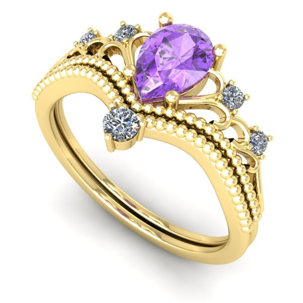 Inel logodna din aur galben cu ametist