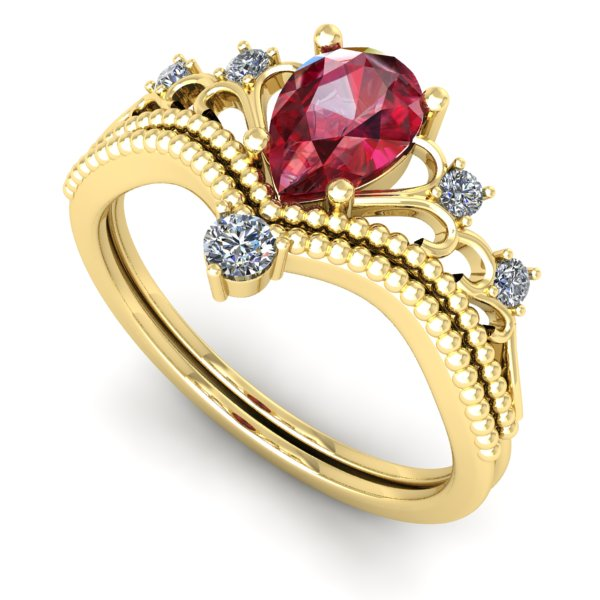 Inel logodna din aur galben cu rubin