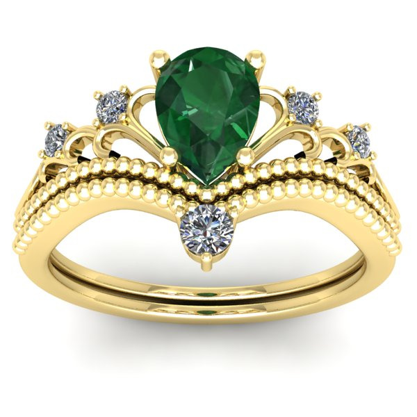 Inel logodna cu smarald lacrima