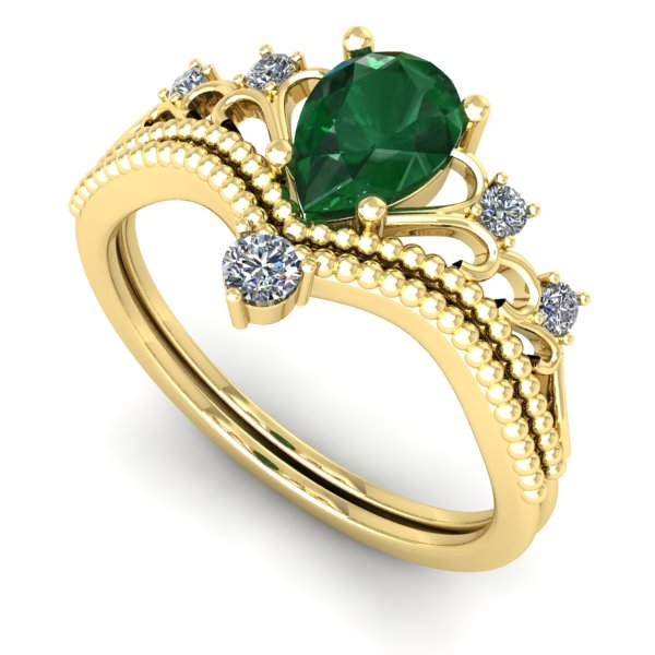 Inel din aur galben cu smarald