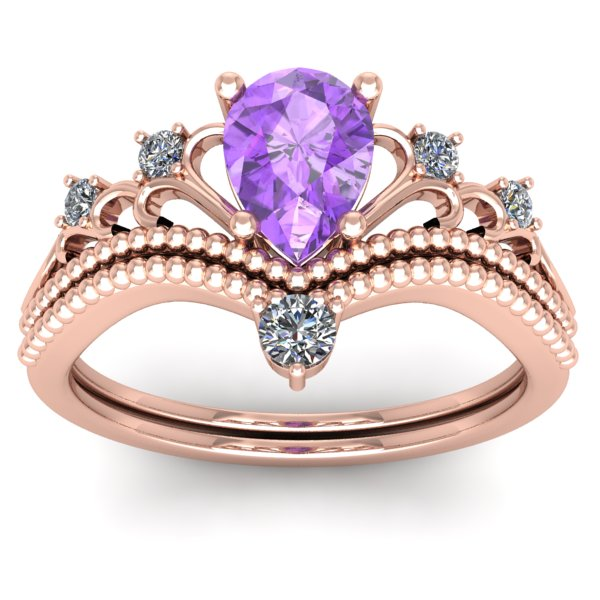 Inel logodna cu ametist lacrima