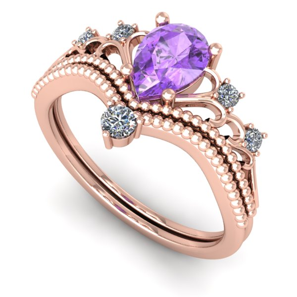 Inel de logodna din aur roz cu ametist