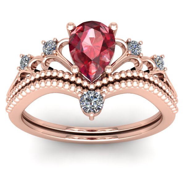 Inel logodna cu rubin lacrima