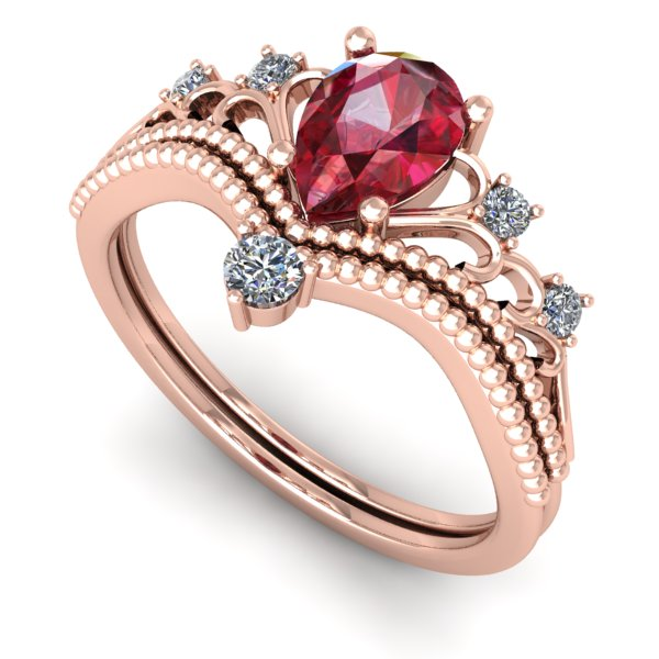 Inel din aur roz cu rubin