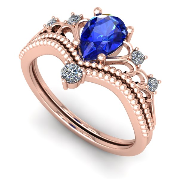 Inel logodna din aur roz cu safir