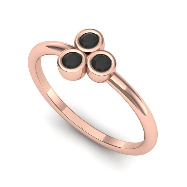 Inel din aur roz cu diamant negru