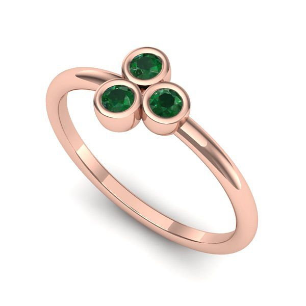Inel din aur roz cu smarald