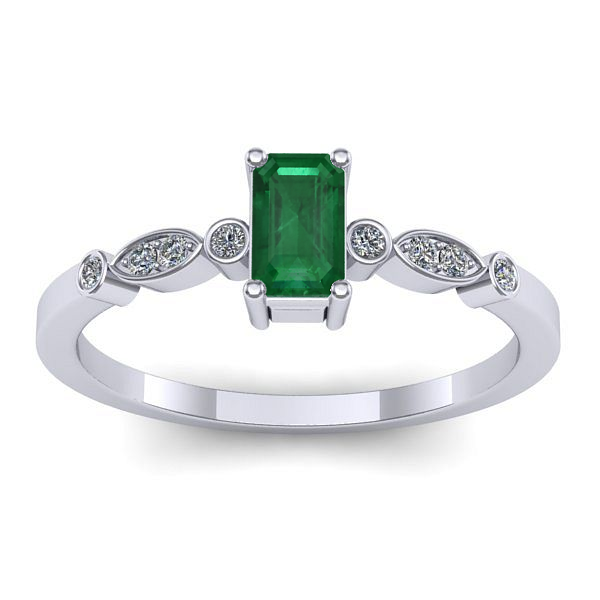 Inel cu smarald dreptunghiular