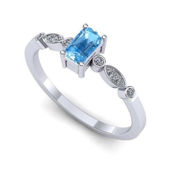 Inel din aur alb cu topaz blue