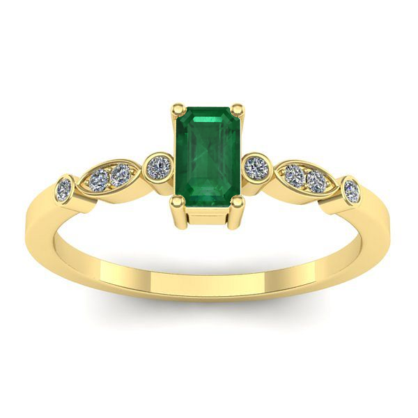 Inel logodna cu smarald dreptunghiular