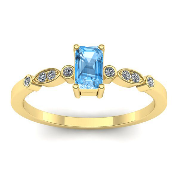 Inel logodna cu topaz blue dreptunghiular