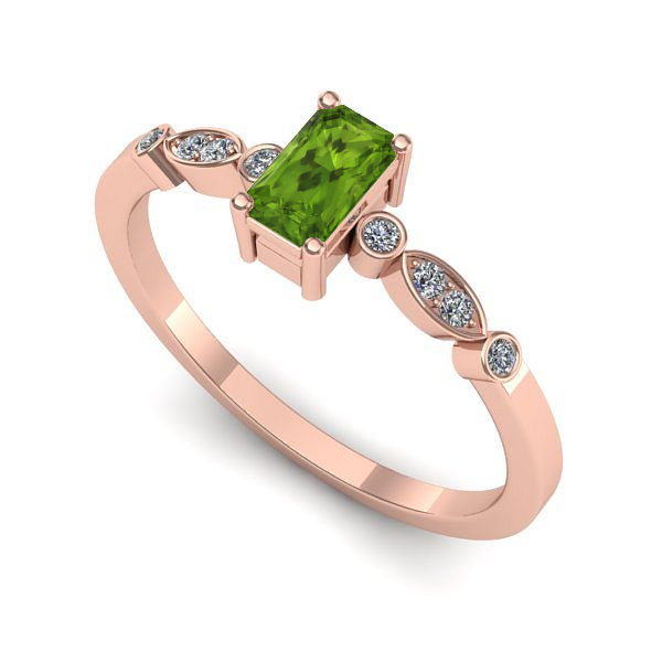 Inel logodna din aur roz cu peridot