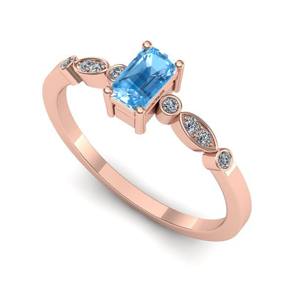 Inel de logodna din aur roz cu topaz blue