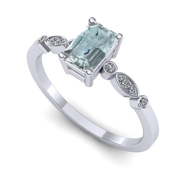 Inel de logodna din aur alb cu aquamarin