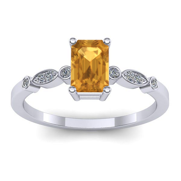 Inel logodna cu citrin dreptunghiular