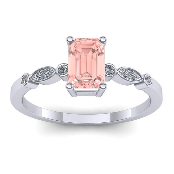 Inel de logodna cu diamant de laborator roz dreptunghiular