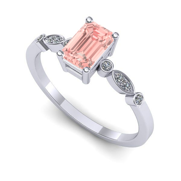 Inel logodna din aur alb cu diamant de laborator roz