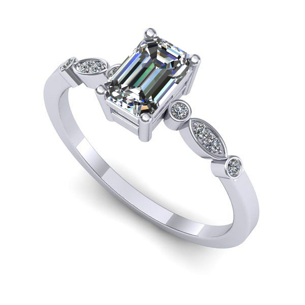 Inel din aur alb cu safir alb