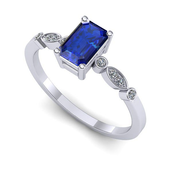 Inel de logodna din aur alb cu safir