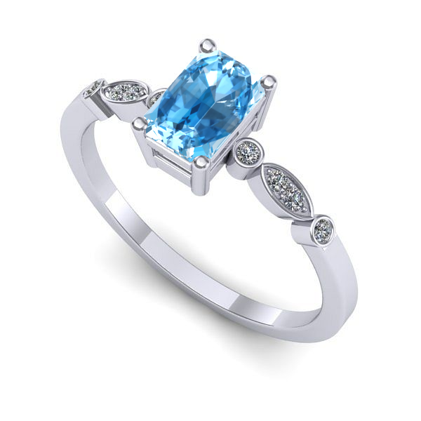 Inel din aur alb cu topaz blue