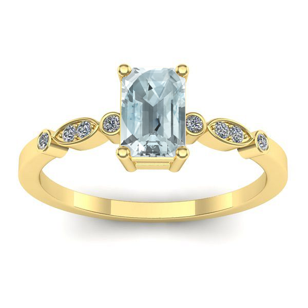 Inel logodna cu aquamarin dreptunghiular