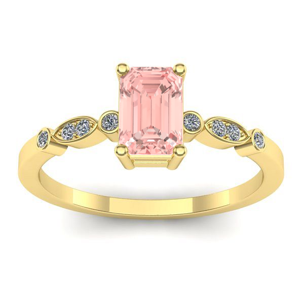 Inel cu diamant de laborator roz dreptunghiular