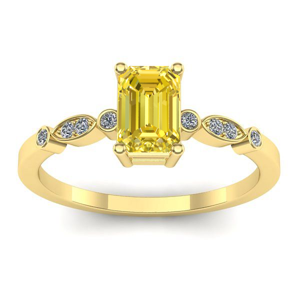 Inel de logodna cu safir galben dreptunghiular