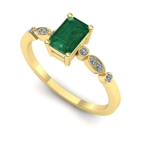 Inel de logodna din aur galben cu smarald