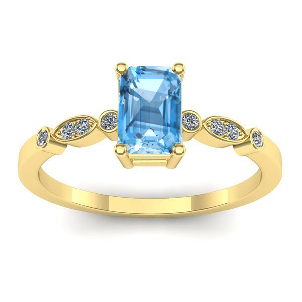 Inel logodna cu topaz blue dreptunghiular