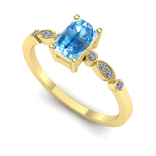 Inel de logodna din aur galben cu topaz blue