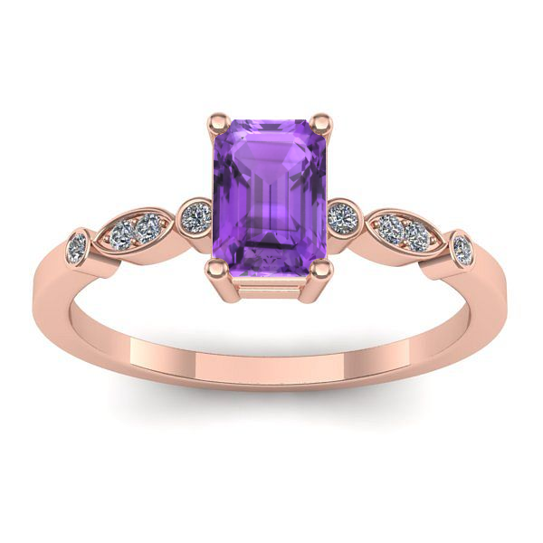 Inel cu ametist dreptunghiular