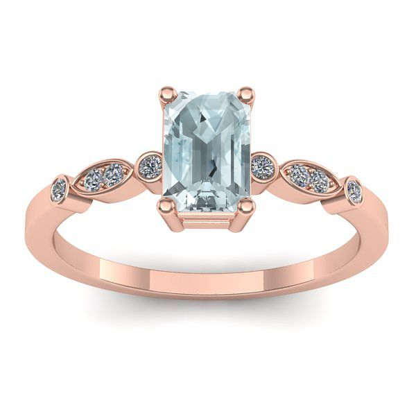 Inel cu aquamarin dreptunghiular