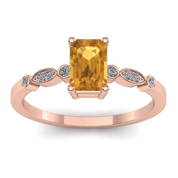 Inel logodna cu citrin dreptunghiular