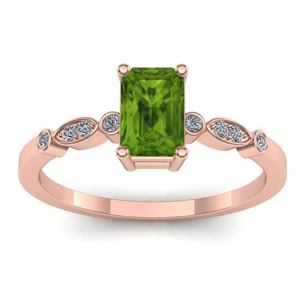 Inel logodna cu peridot dreptunghiular