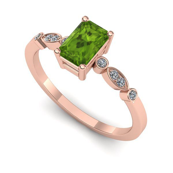 Inel din aur roz cu peridot