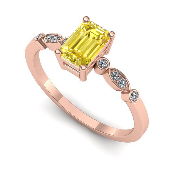 Inel logodna din aur roz cu safir galben
