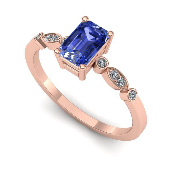 Inel logodna din aur roz cu tanzanit