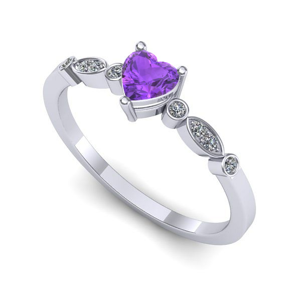 Inel de logodna din aur alb cu ametist