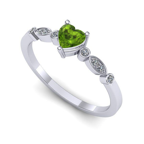 Inel din aur alb cu peridot