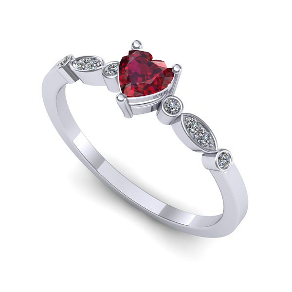 Inel logodna din aur alb cu rubin