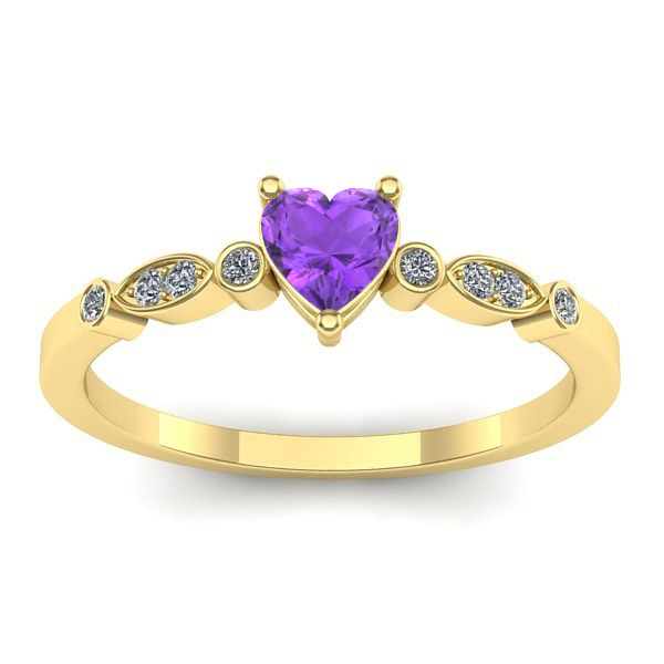 Inel de logodna cu ametist inima