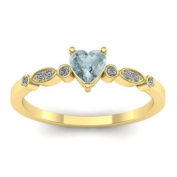 Inel logodna cu aquamarin inima