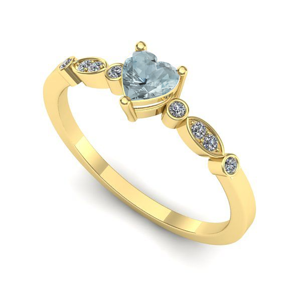 Inel de logodna din aur galben cu aquamarin